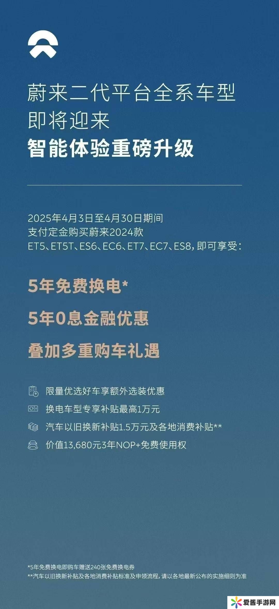 蔚来4月购车福利大放送：5年免息加240张换电券等你来拿！
