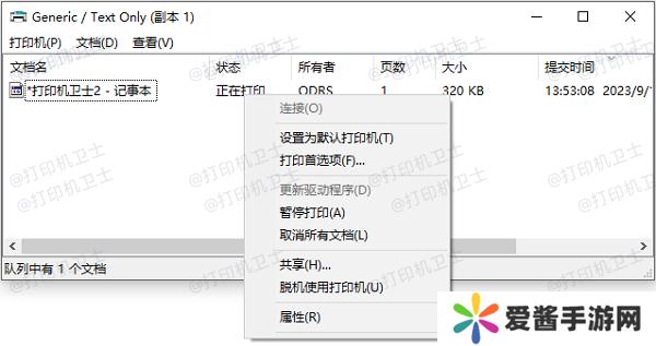 通过打印队列查看